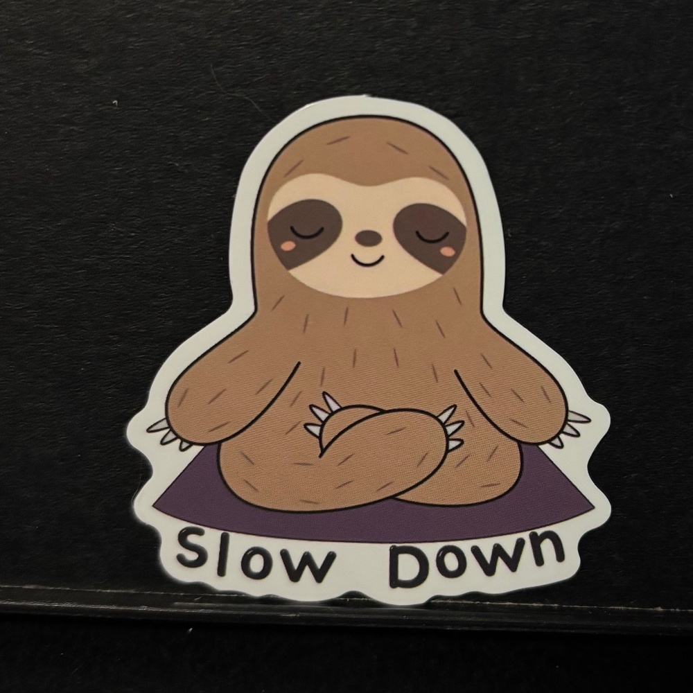 SLOTH " SLOW DOWN" STICKER